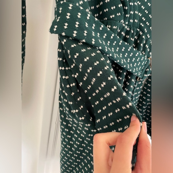 Maeve Malta Belted Mini Diamond Polka Dot Long Sleeve Knit Dress Dark Green - Picture 5 of 9